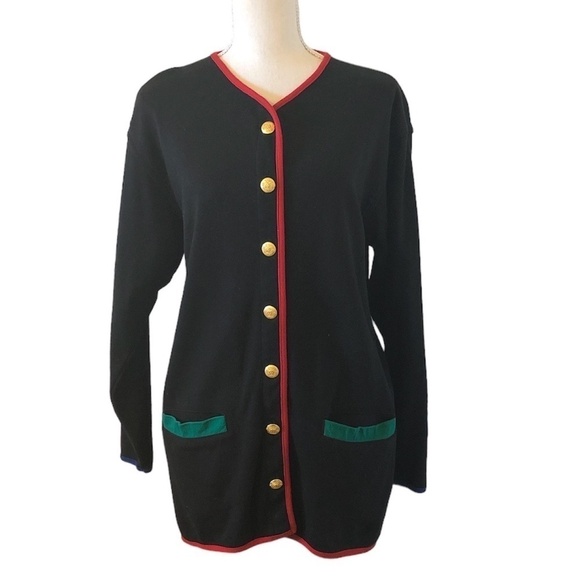 Vintage TALBOTS Jacket Women's Size Small Black Front Button Cardigan Blazer - Picture 1 of 8